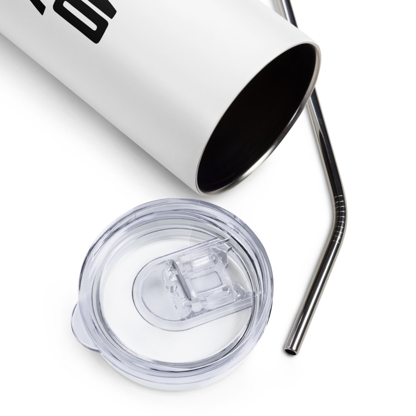 Stainless steel tumbler with reusable metal straw featuring bold names of Big Bear Lake’s eagle family — Gizmo, Sunny, Jackie, and Shadow — perfect for hot or cold drinks on the go.