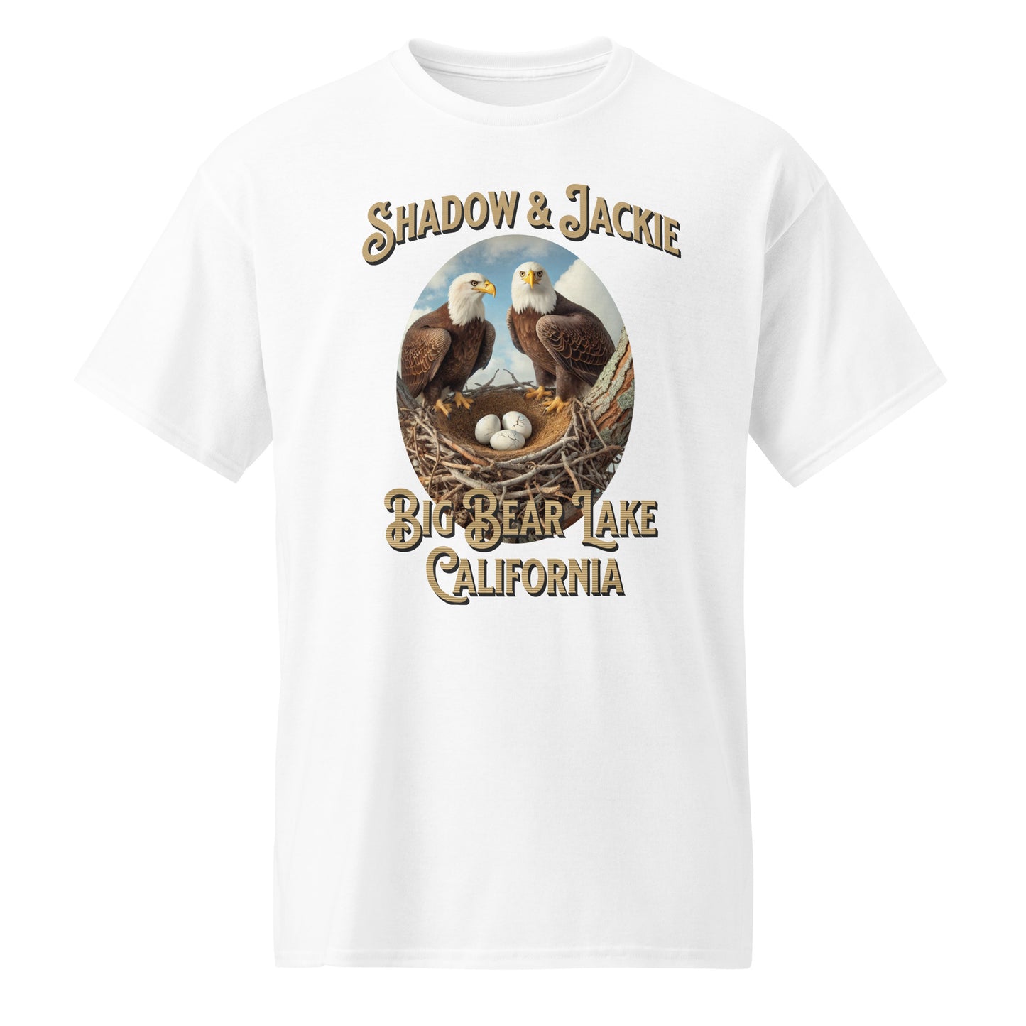 Celebrate Shadow and Jackie, the legendary Big Bear eagles, featuring Jackie and Shadow watching over their eggs.
