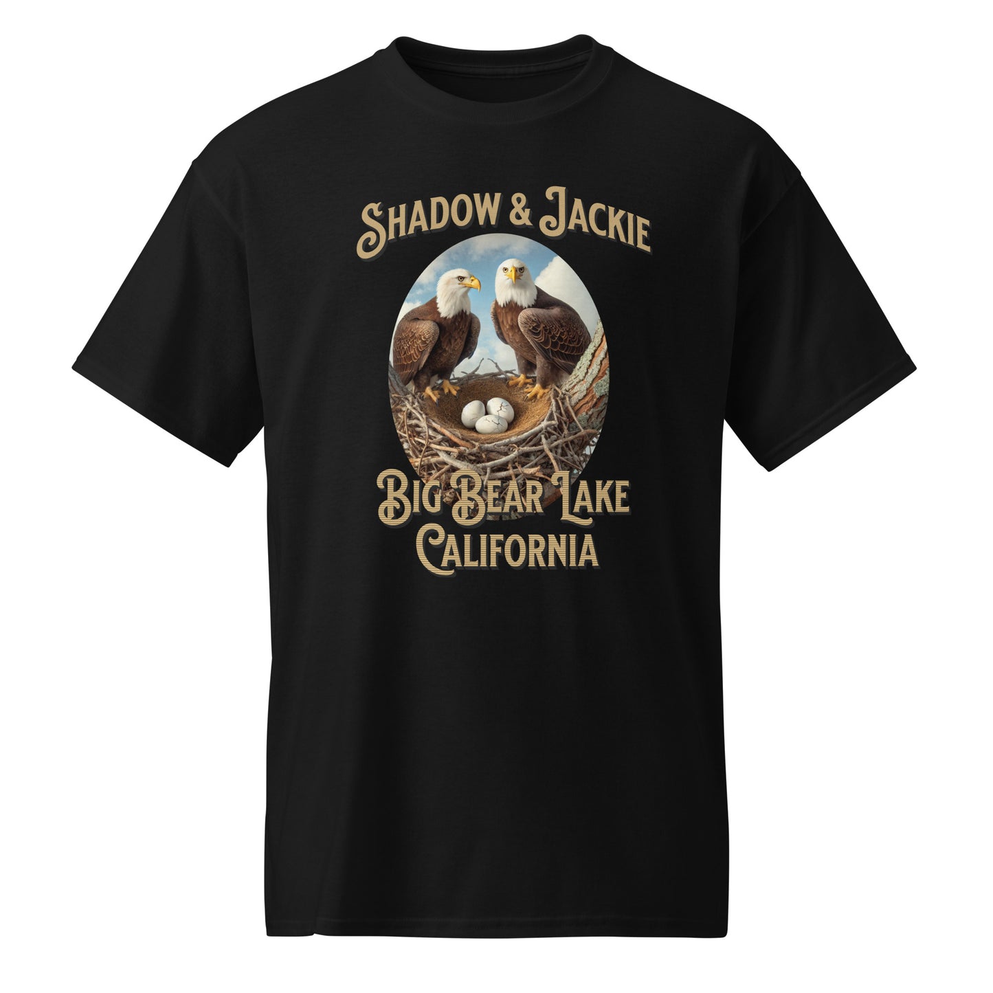 Celebrate Shadow and Jackie, the legendary Big Bear eagles, featuring Jackie and Shadow watching over their eggs.