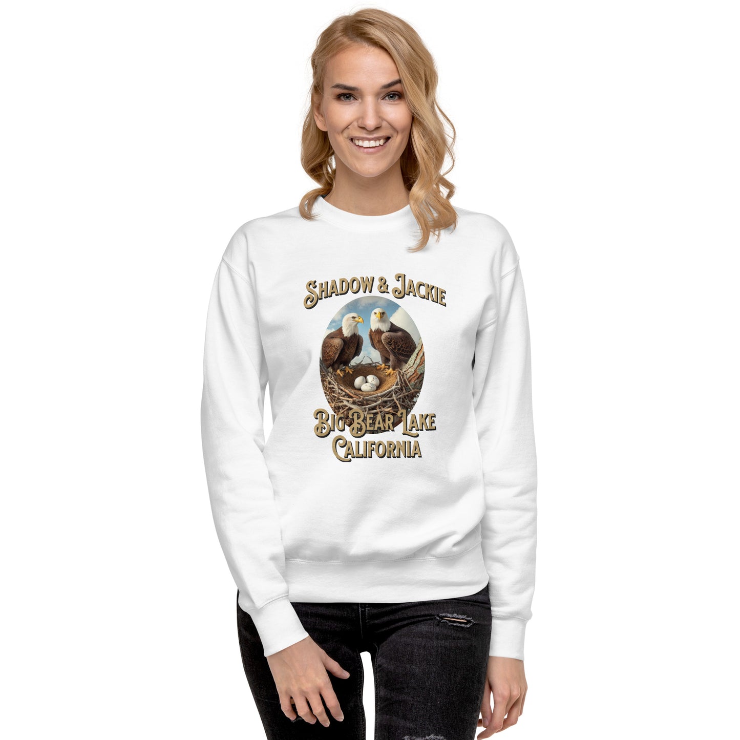 Shadow and Jackie Sweatshirt Unisex Premium Sweatshirt Celebrate Jackie, Shadow, and their new eagle triplets with this classic sweatshirt—designed for comfort, warmth, and a love of the wild! 