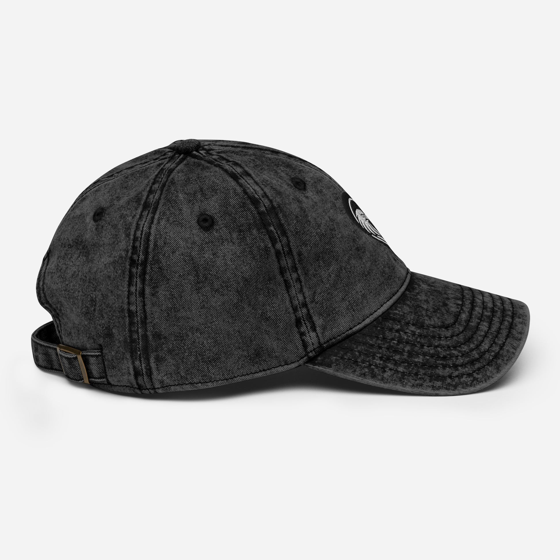 Black Vintage Cotton Twill Baseball Cap, featuring Big Bear Lake Eagles, Jackie & Shadow, in a heart shaped logo.