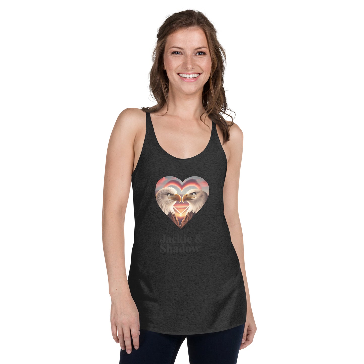 Jackie and Shadow, Eagles, Women's Racerback Tank, This soft, lightweight, and form-fitting racerback tank is perfect for birders and nature lovers alike! 
