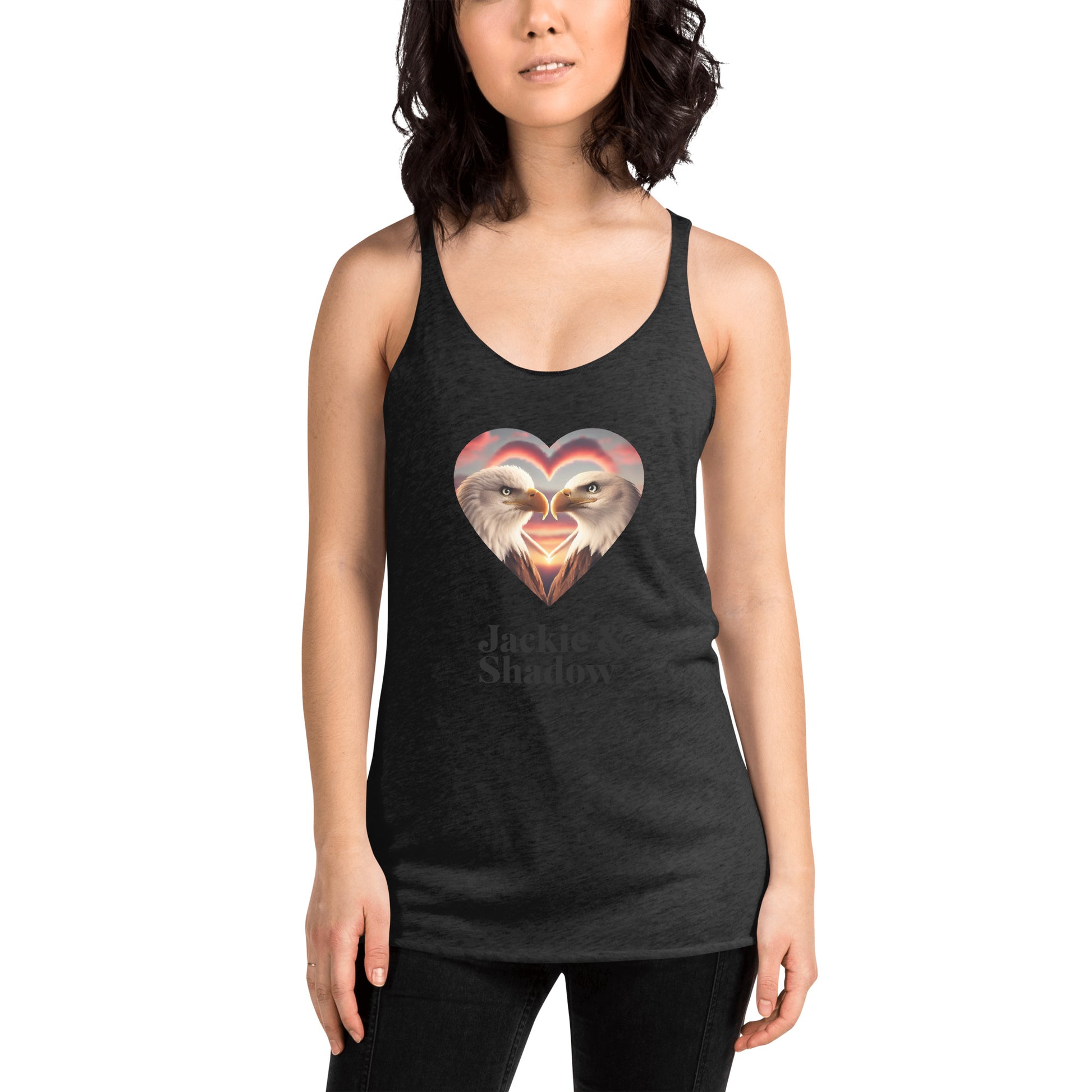 Jackie and Shadow, Eagles, Women's Racerback Tank, This soft, lightweight, and form-fitting racerback tank is perfect for birders and nature lovers alike! 