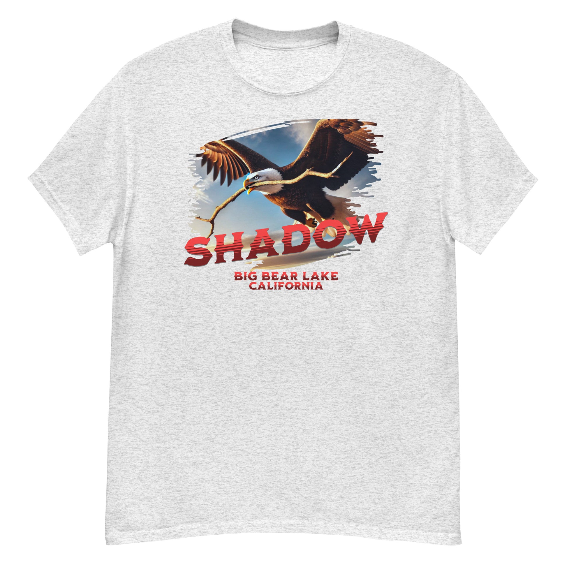 Shadow with Stick Classic T Shirt in soft ash gray, showcasing an eagle holding a stick — perfect for birding trips, outdoor adventures, and laid-back wildlife style.